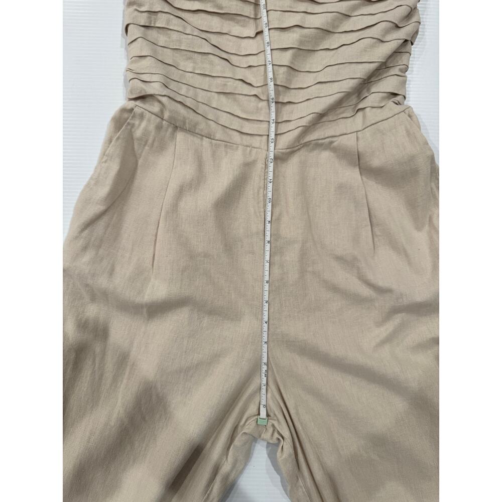 Abercrombie & Fitch Emerson Linen Blend Strapless Jumpsuit Beige Size LP Petite - Picture 12 of 16